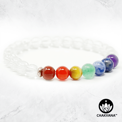 7 Chakras & Clear Quartz - 6mm Gemstone Bead Bracelet – Chakvana.com