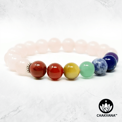 7 Chakras & Rose Quartz - 8mm Gemstone Bead Bracelet – Chakvana.com