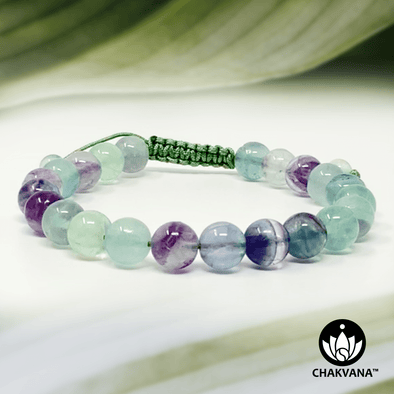 Fluorite - 8mm Adjustable Macrame Gemstone Bead Bracelet – Chakvana.com