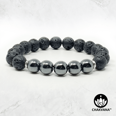 Hematite & Black Lava Stone - 8mm Gemstone Bead Bracelet – Chakvana.com