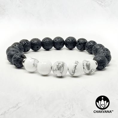 Howlite & Black Lava Stone - 8mm Gemstone Bead Bracelet – Chakvana.com