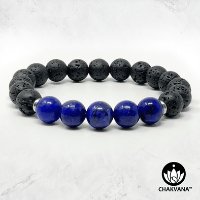 Lapis Lazuli & Black Lava Stone - 8mm Gemstone Bead Bracelet – Chakvana.com