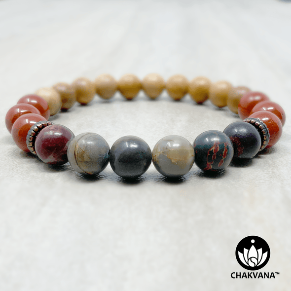 Picasso Jasper, Red Jasper and Sandalwood - 8mm Gemstone & Wood Bead Bracelet – Chakvana.com