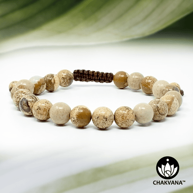 Picture Jasper - 8mm Adjustable Macrame Gemstone Bead Bracelet – Chakvana.com