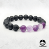 Purple Fluorite & Black Lava Stone - 8mm Gemstone Bead Bracelet – Chakvana.com