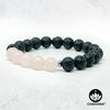 Rose Quartz & Black Lava Stone - 8mm Gemstone Bead Bracelet – Chakvana.com