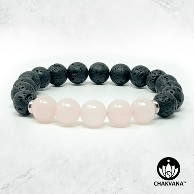 Rose Quartz & Black Lava Stone - 8mm Gemstone Bead Bracelet – Chakvana.com