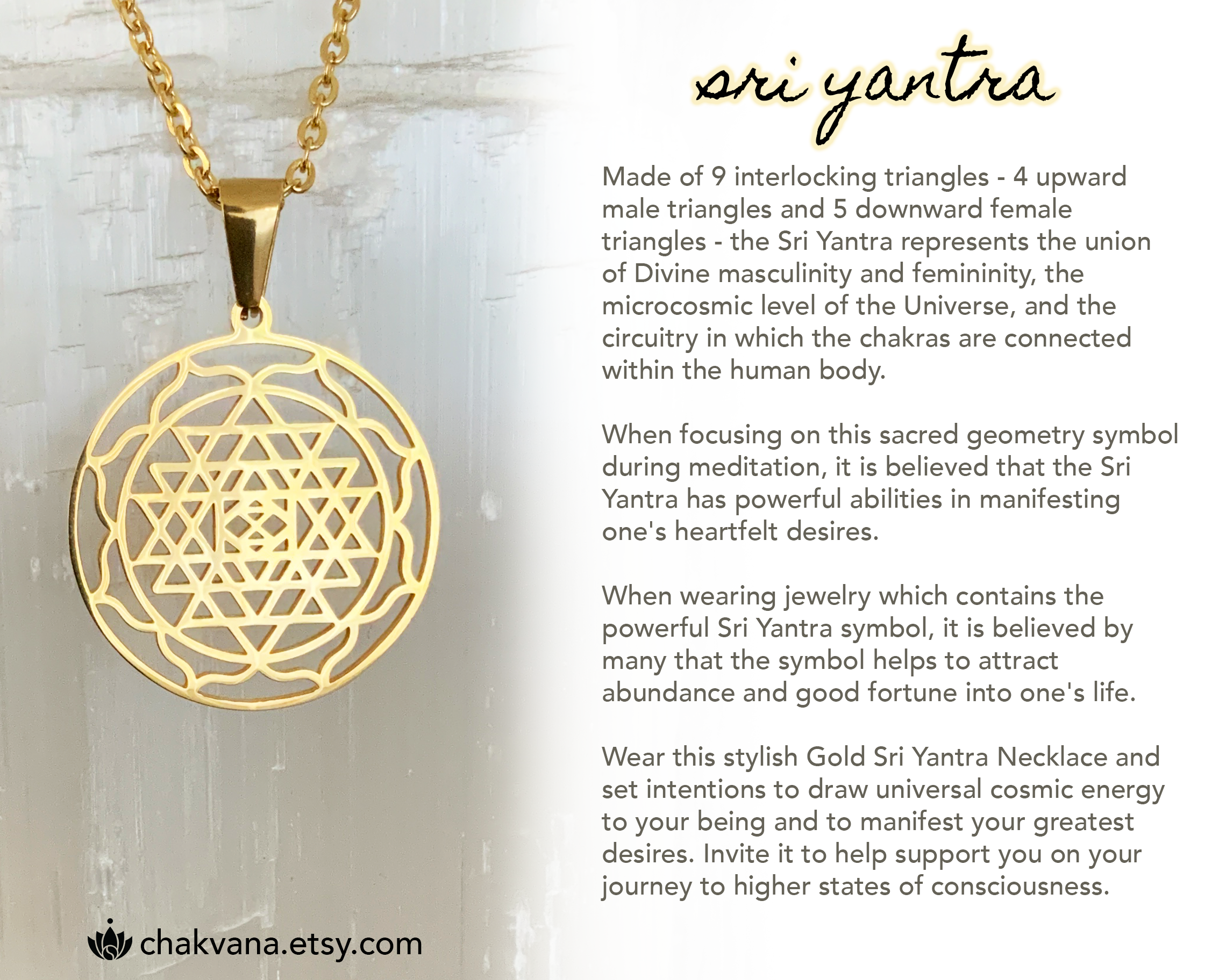 Sri Yantra Pendant Necklace, Sri Yantra Pendant Jewelry