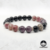 "Transformation" - Charoite, Elbaite Tourmaline & Black Onyx - 8mm Gemstone Bead Bracelet with Bali Bead – Chakvana.com